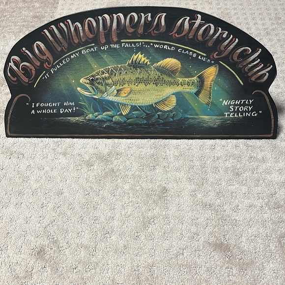 NWOT Big Whoppers Story Club Painted Wood Sign. - Picture 1 of 6